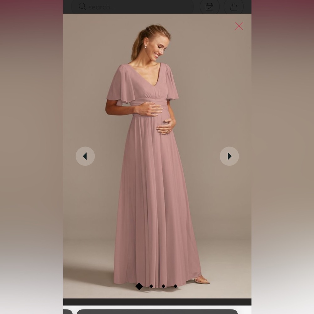Flutter Sleeve Mesh Maternity Bridesmaid wDress-Color Quartz- Size M